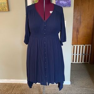 Torrid Navy High Low Button Up Dress